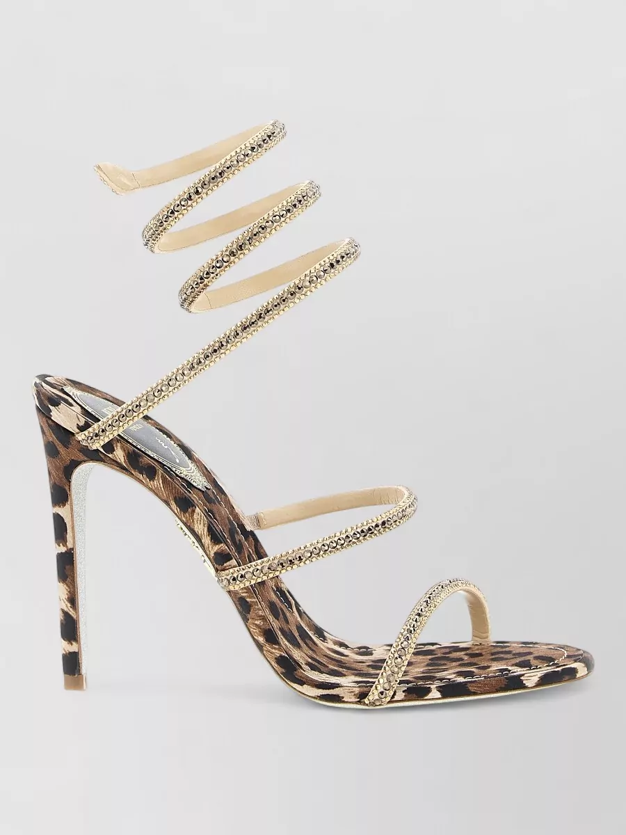 Rene Caovilla silk crystal-embellished leopard-print sandals