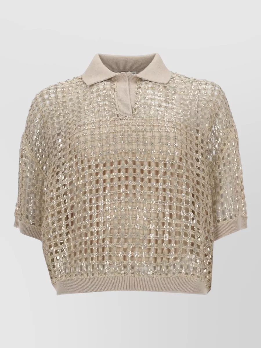 Brunello Cucinelli Silk and linen knit polo shirt