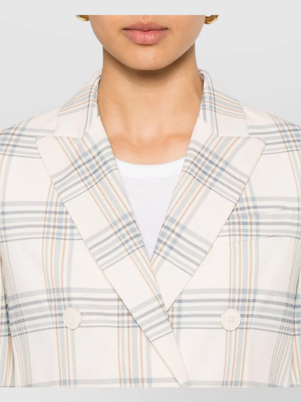 Circolo 1901 Check Pattern Double-Breasted Cotton Jacket