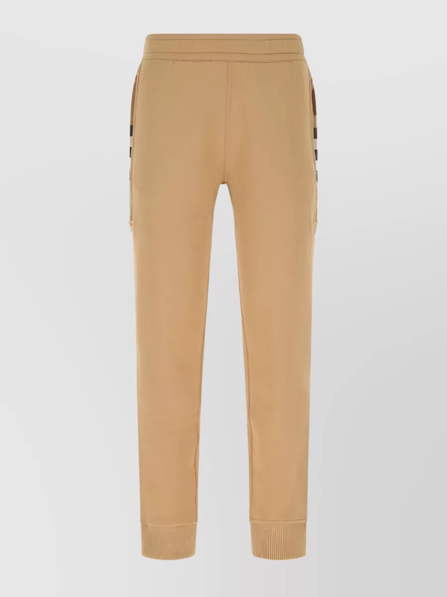 Shop Burberry Subtle Check Side Panel Track Pants In Brown