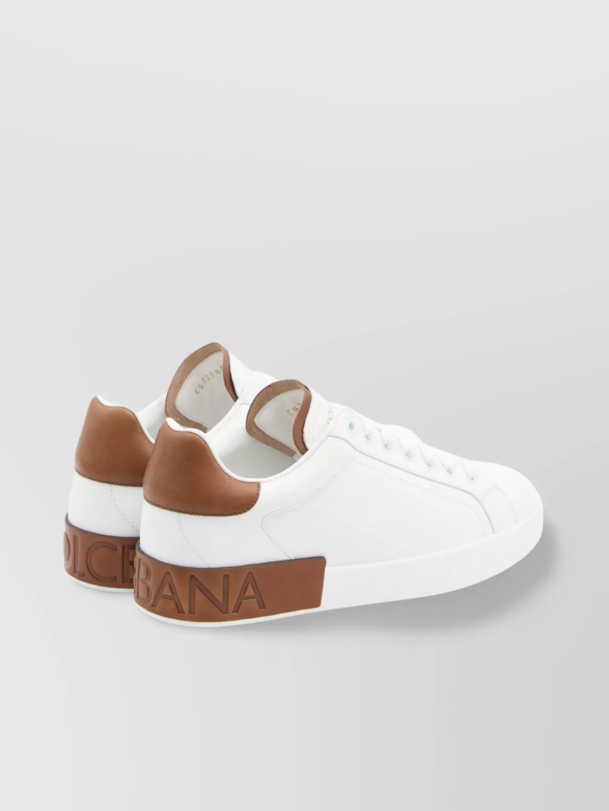 Dolce & Gabbana White Calf Leather Portofino Sneakers In Red