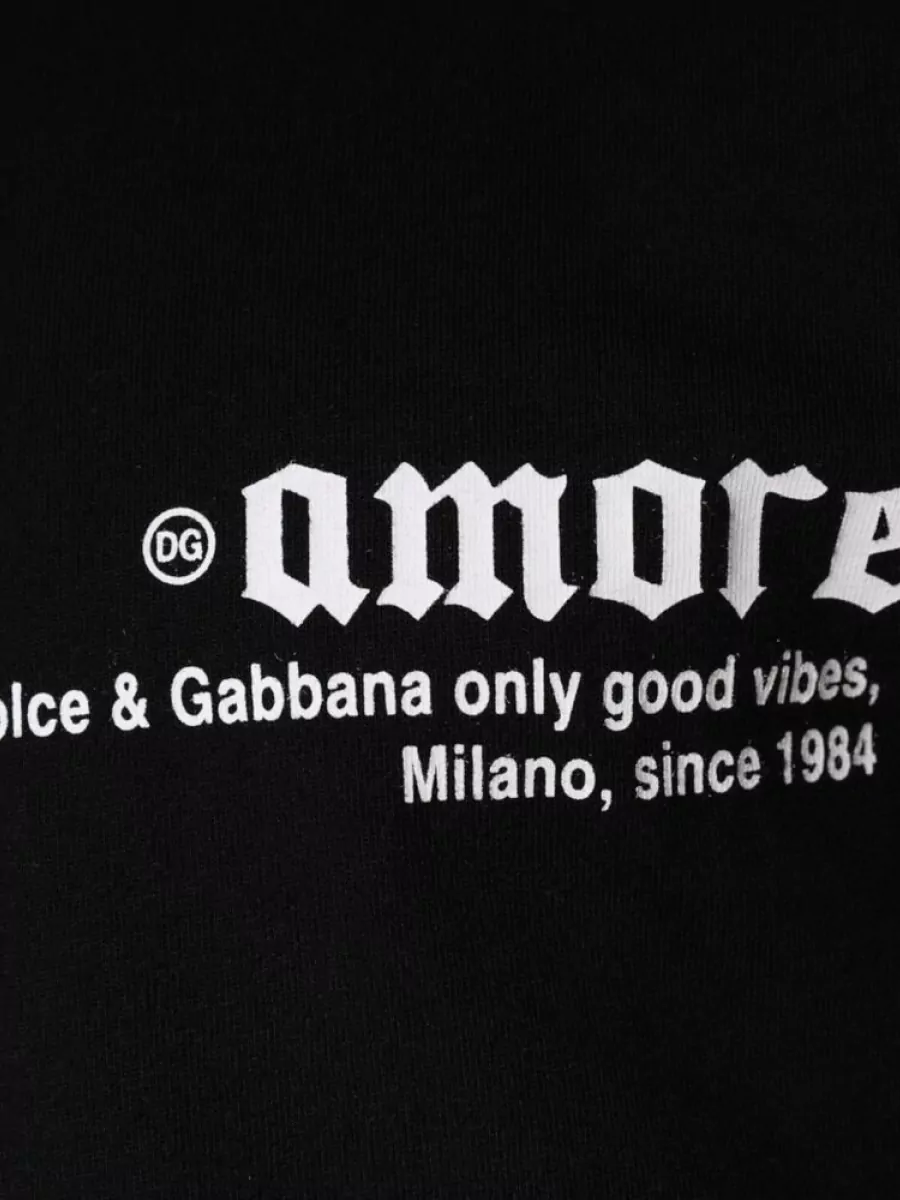 Dolce&Gabbana Amore Print Cotton Crew Neck T-Shirt