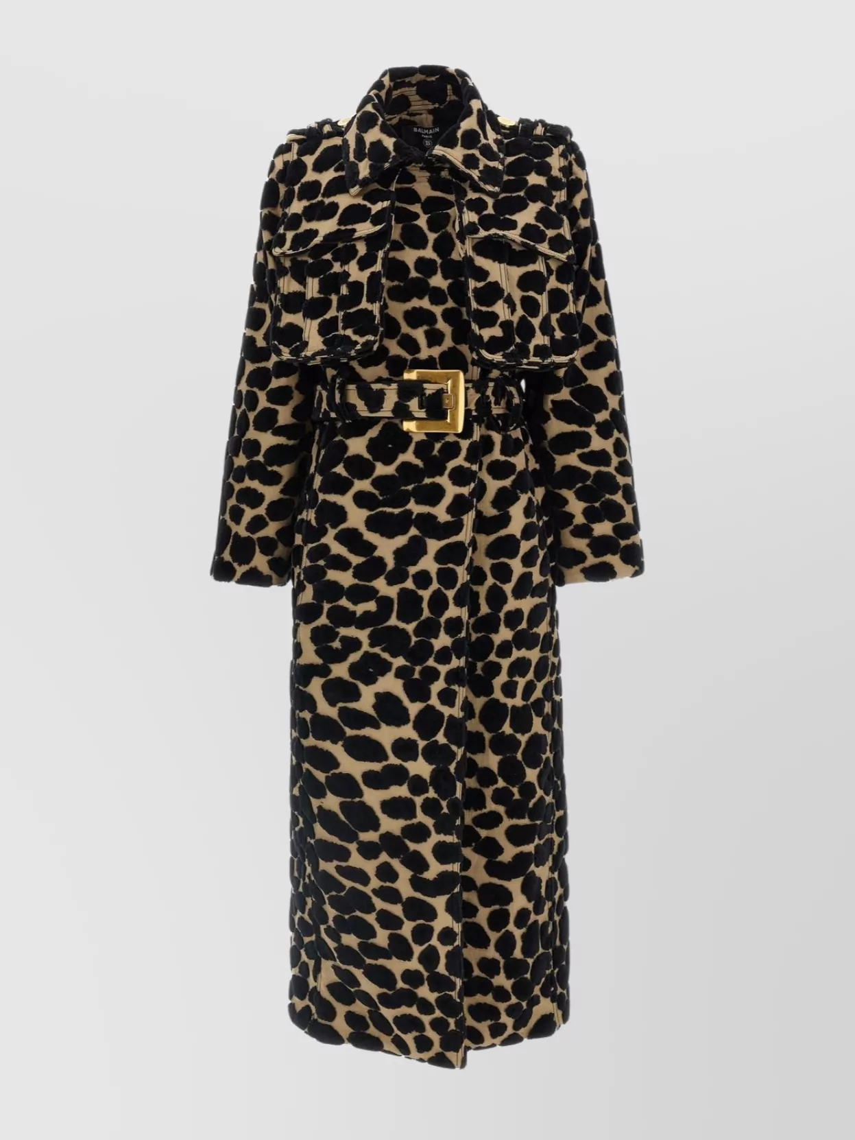 Balmain Leopard Jacquard Trench Coat Coats And Trench Coats Multicolor In Animal Print