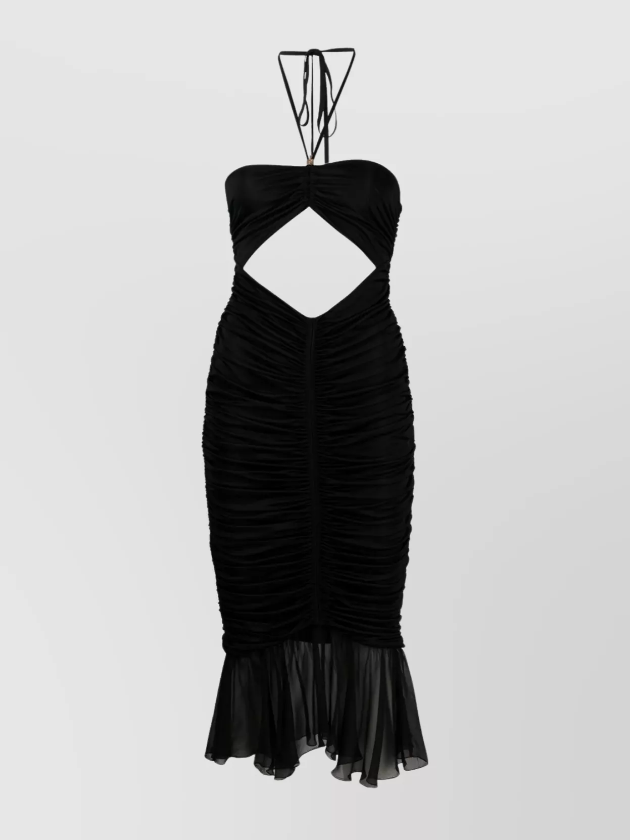 Blumarine Halter Neck Cut-out Ruched Dress In Black