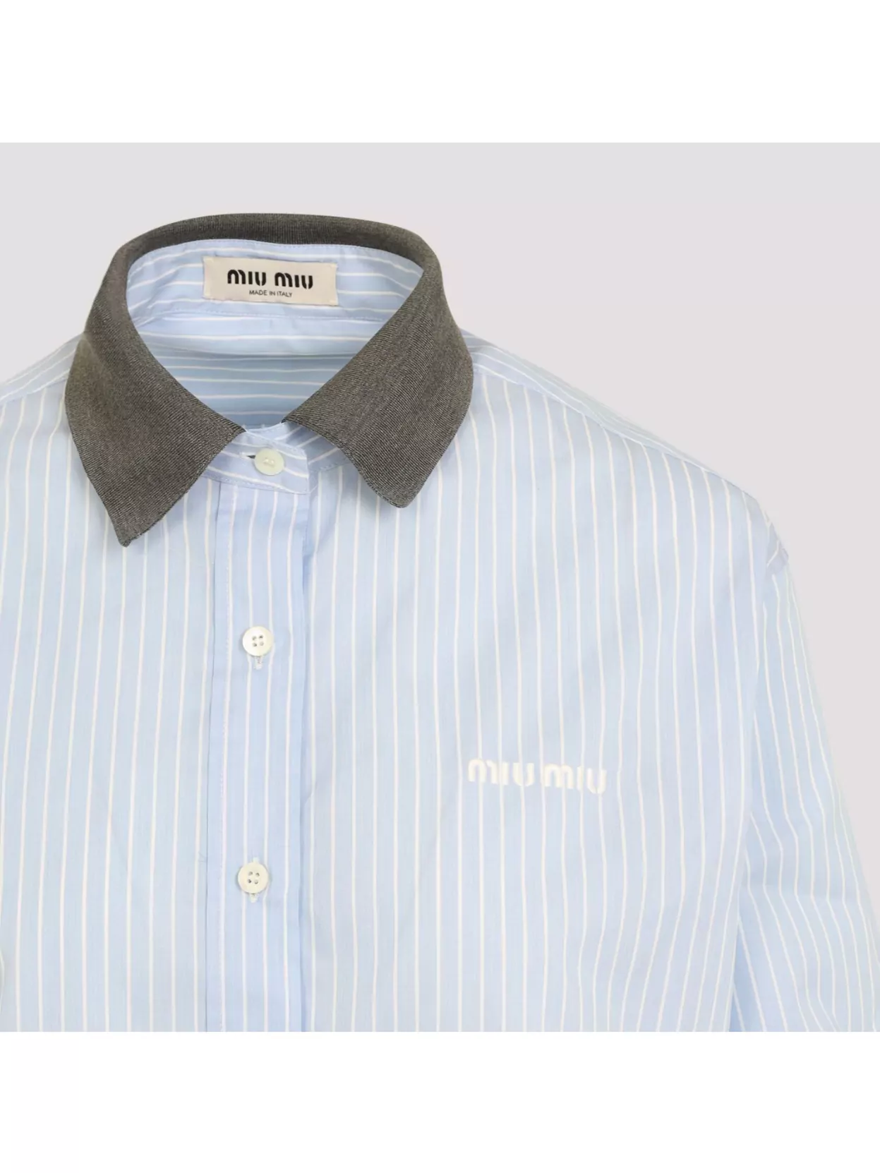 Miu Miu Striped Boxy Shirt In White