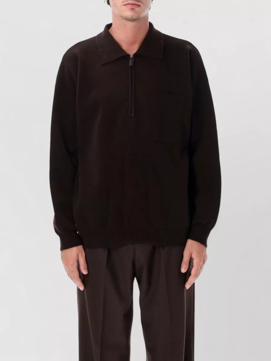 Roberto Collina merino wool ribbed half-zip polo sweater