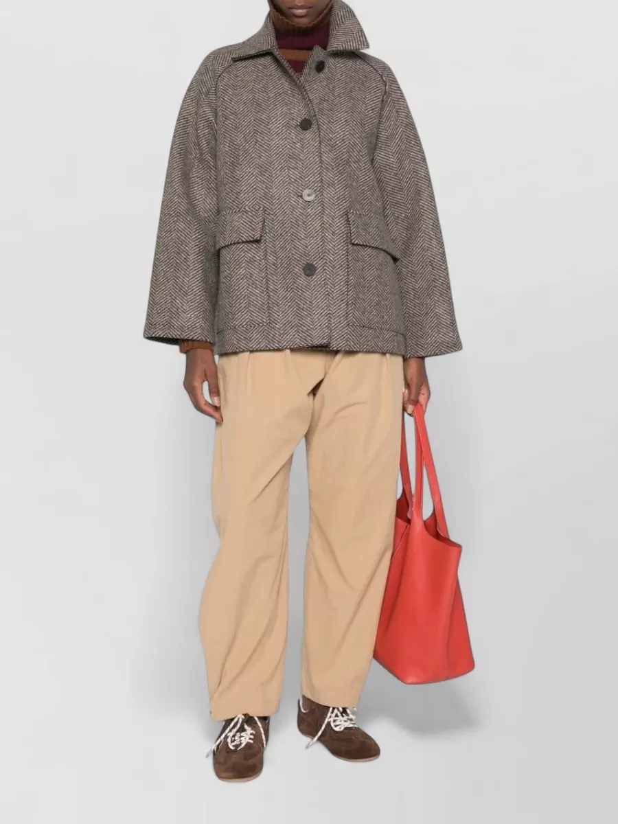 Harris Wharf London Herringbone Wool And Cashmere Cape