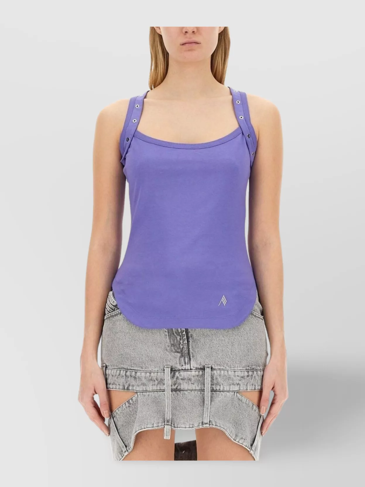 Attico Logo Scoop Neckline Sleeveless Fitted Strap Detail