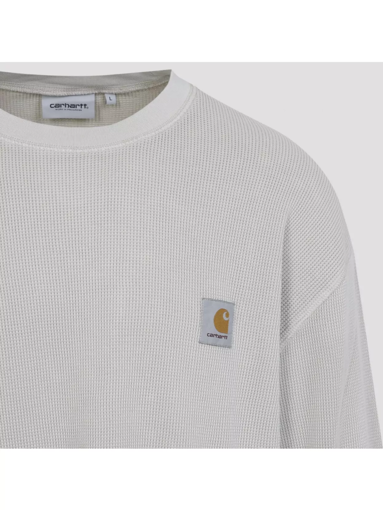 Carhartt Wip Fleur De Sel White Cotton Long Sleeves Vista T-shirt In Gray