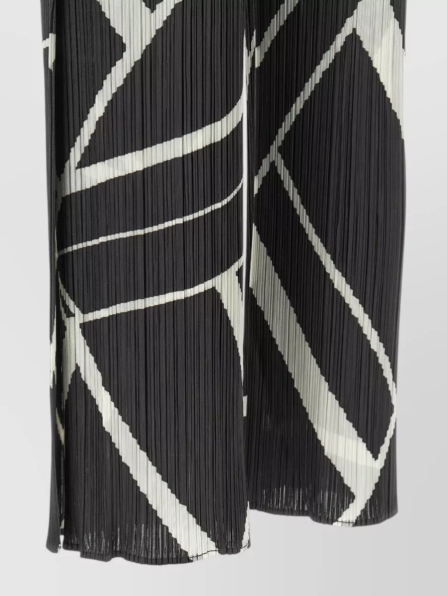 Pleats Please Issey Miyake Printed Pleated Wide-Leg Trousers