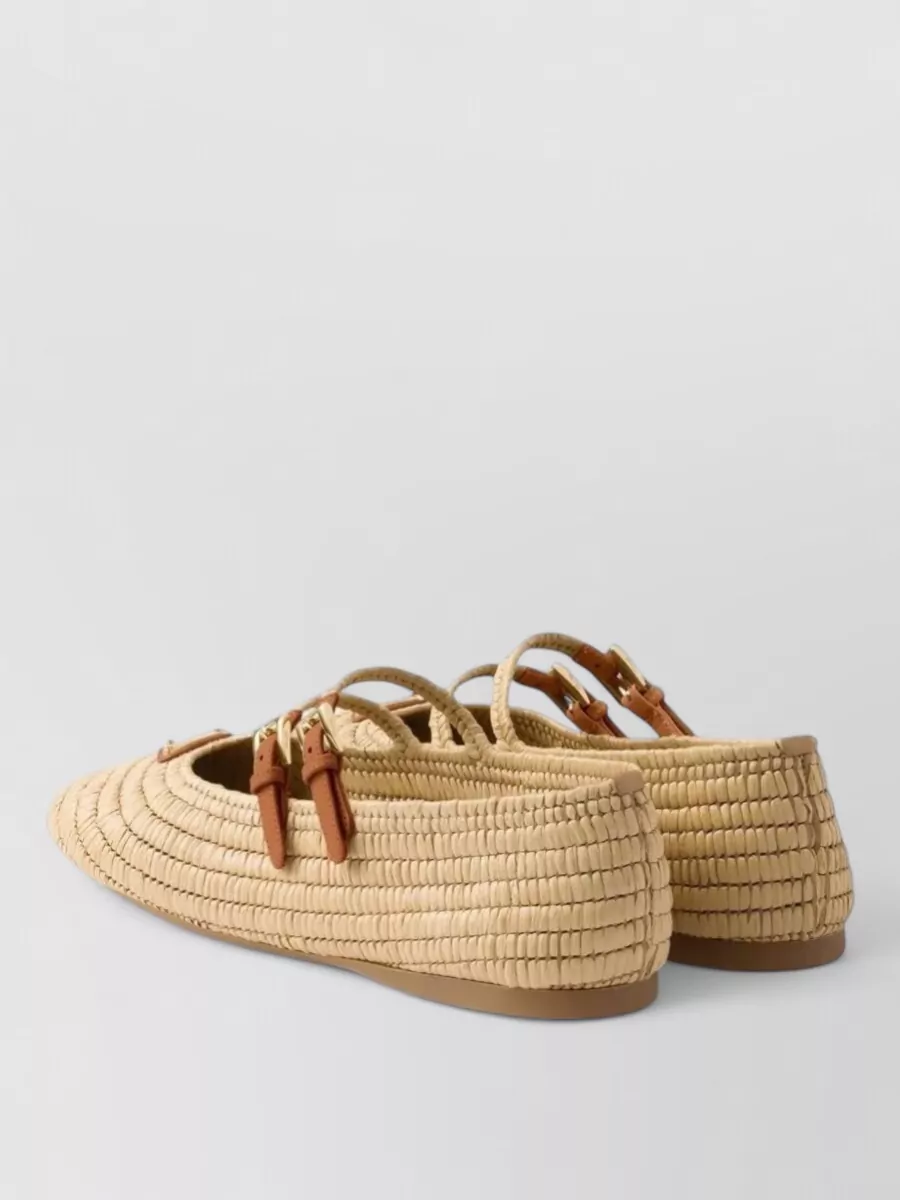 Prada Raffia Crochet Ballerina Shoes