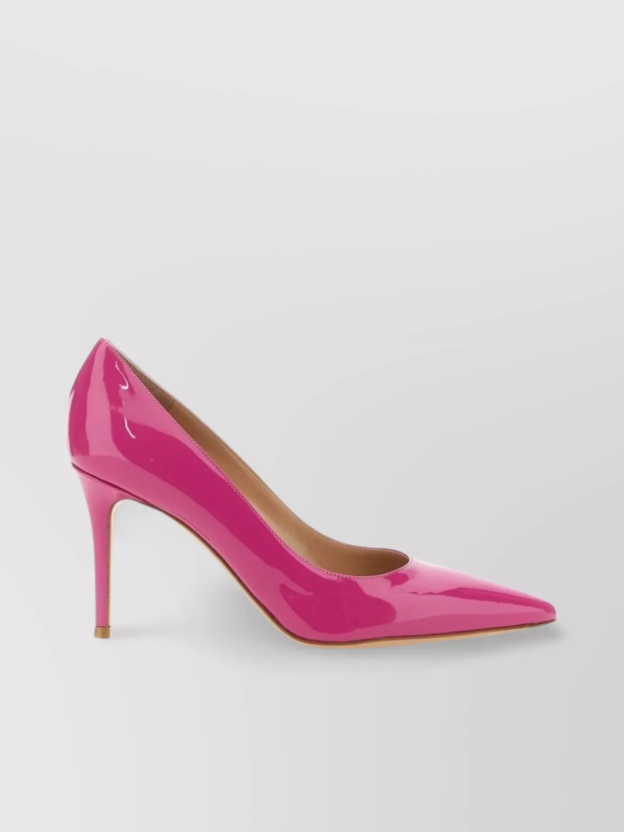 GIANVITO ROSSI GLOSSY LEATHER POINTED TOE STILETTO HEEL PUMPS