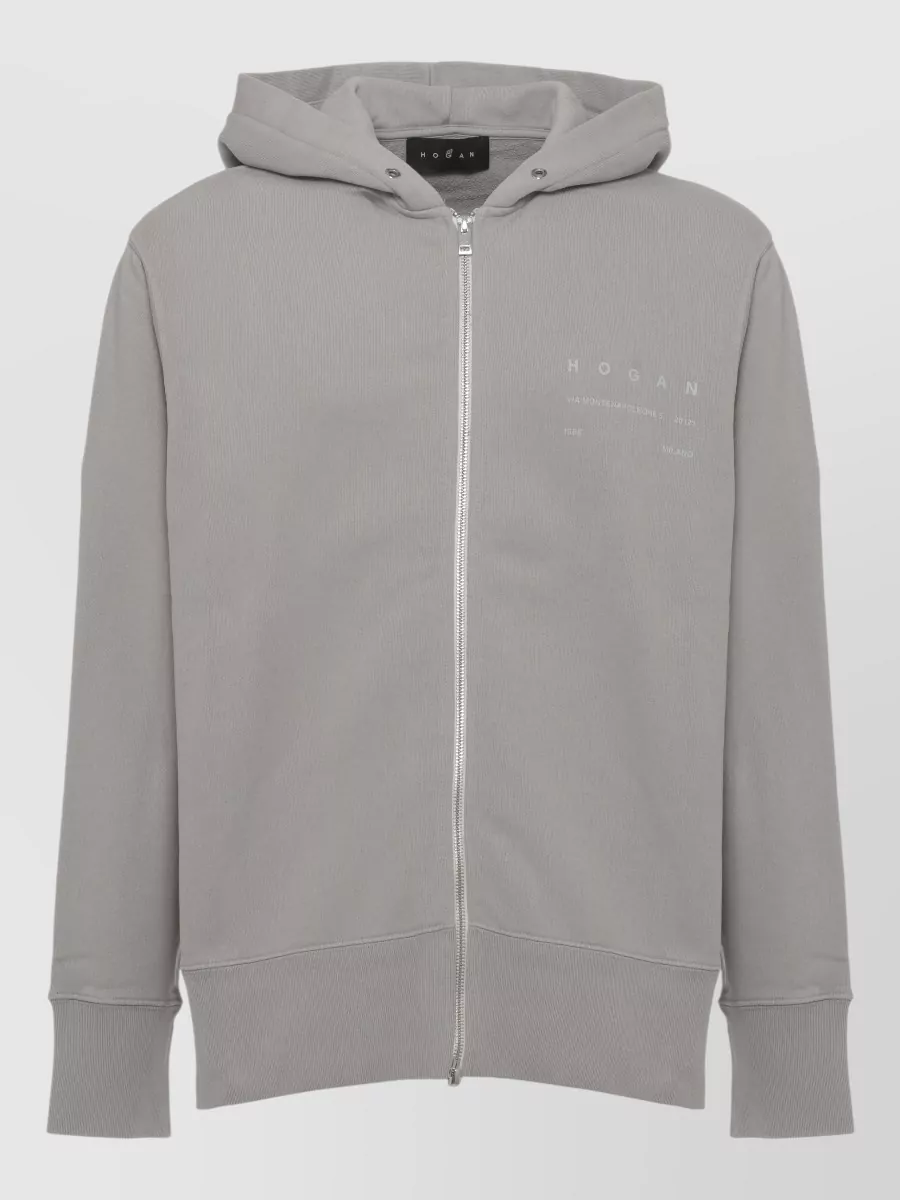 Hogan Cotton Hooded Zip Sweatshirt