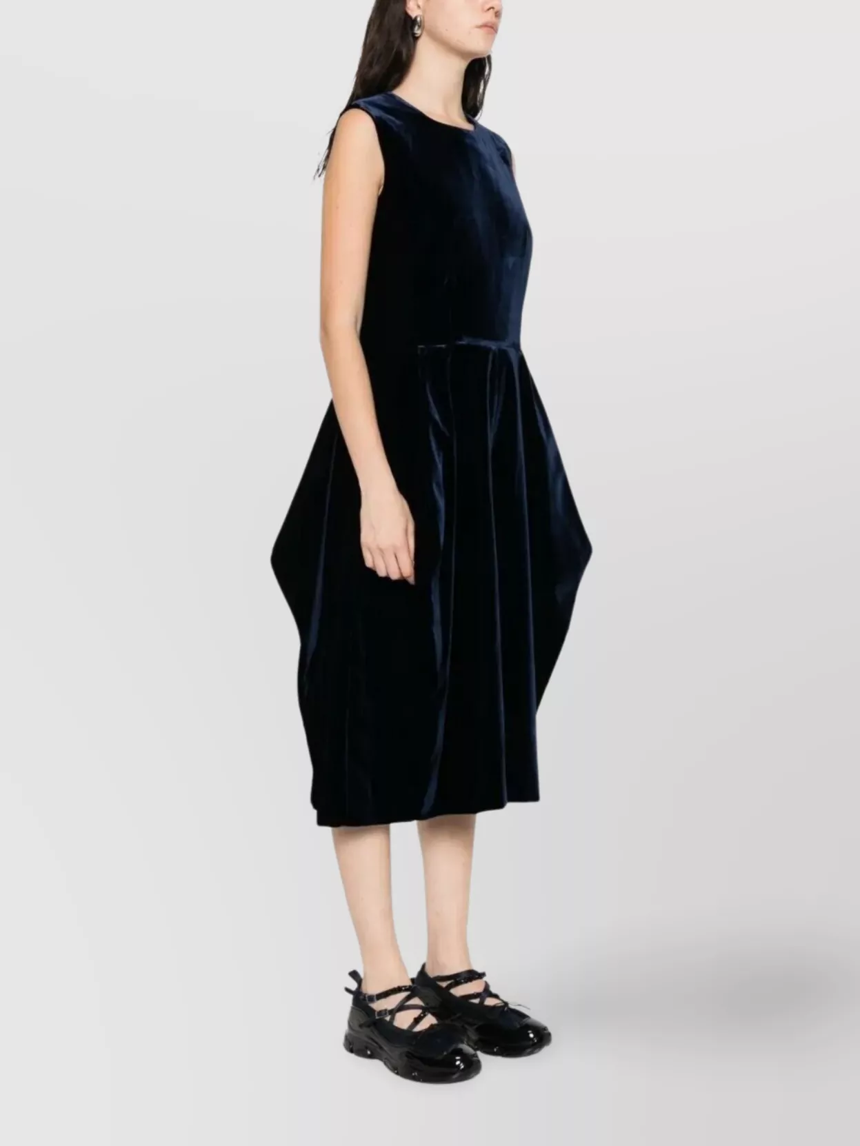 Comme Des Garçons Midi Velvet Dress Sleeveless Design