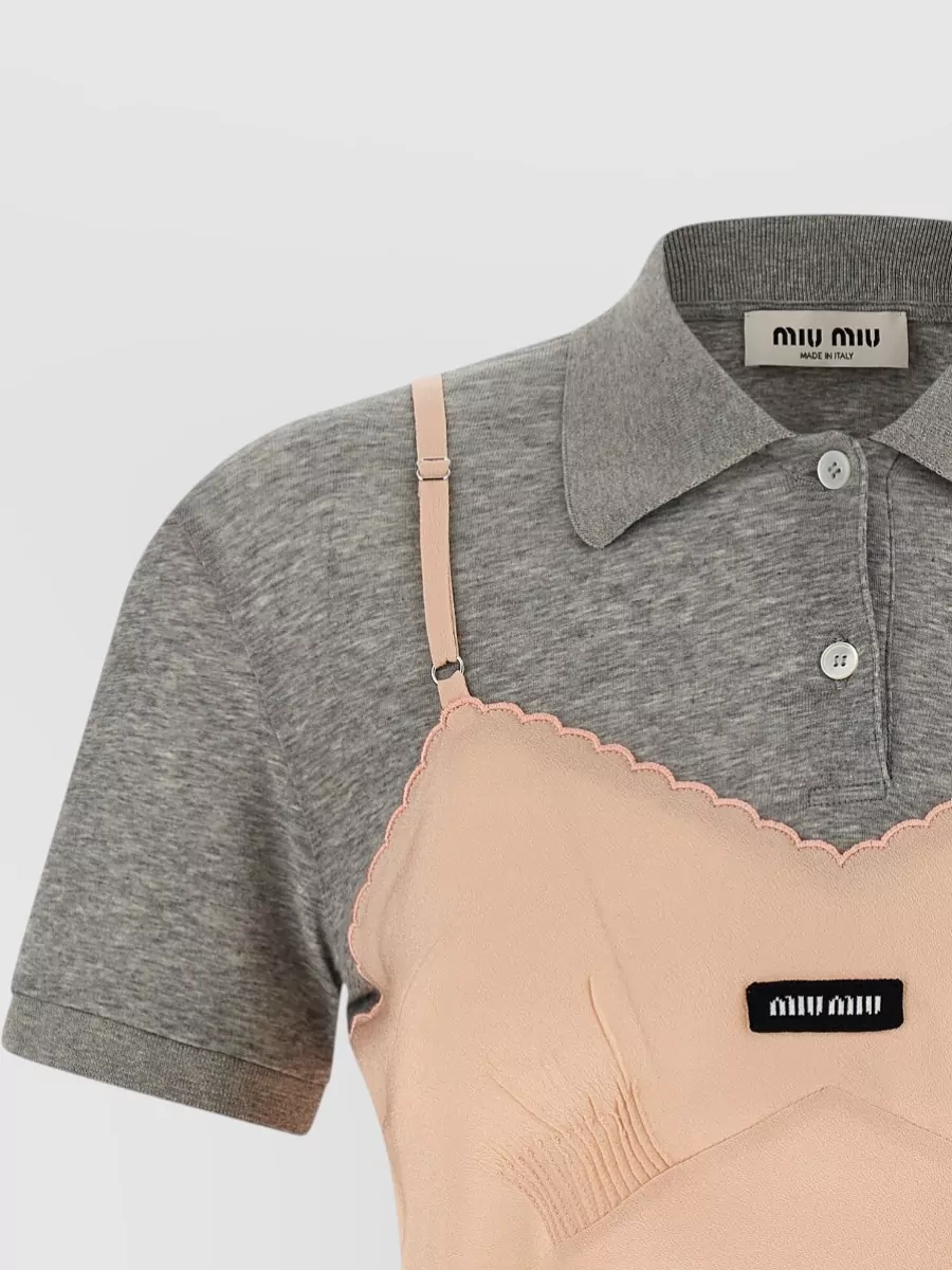 Miu Miu Silk V-Neck Polo Hybrid Camisole