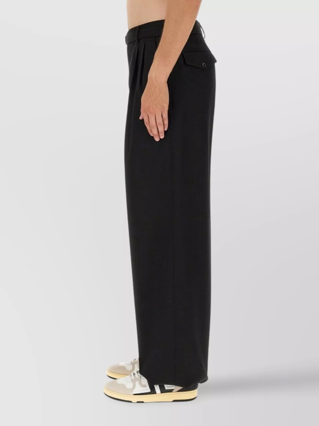 Lanvin Wide Leg Trousers Button Detail