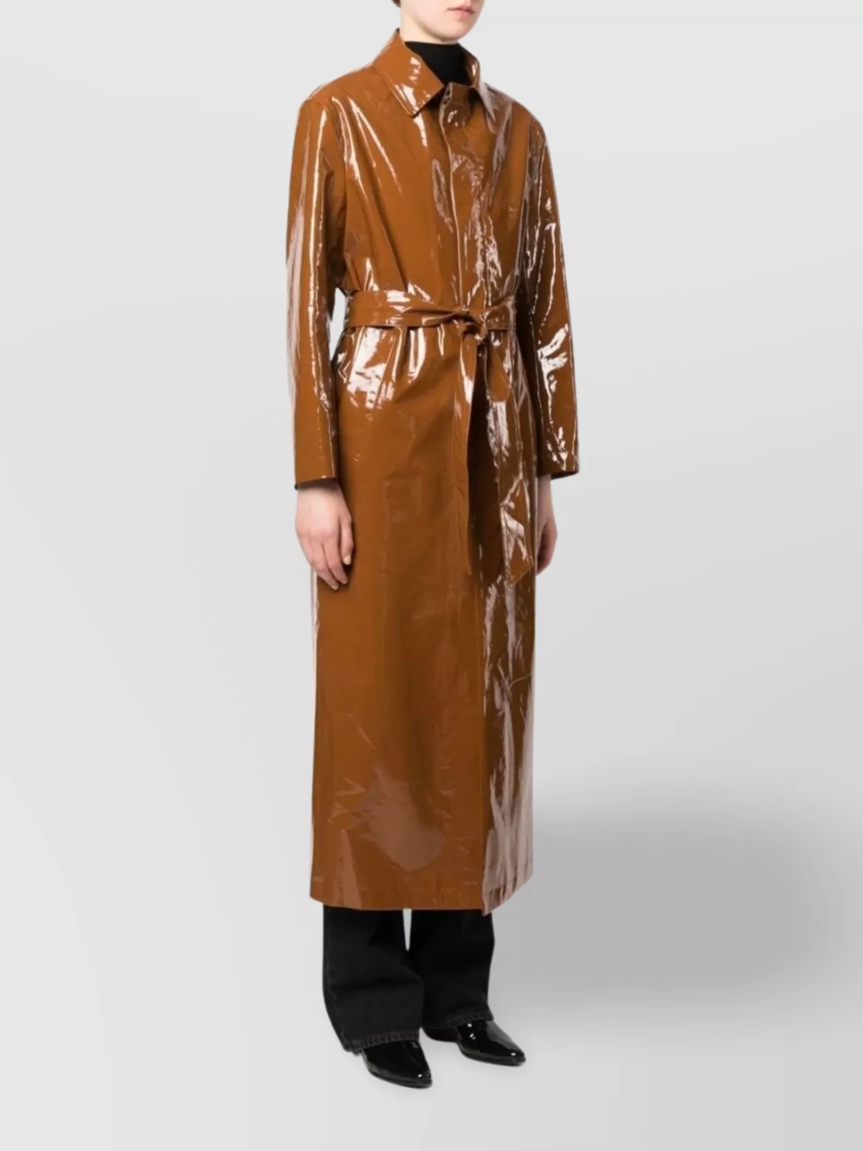 Filippa K Glossy Finish Trench Coat With Belted Waist