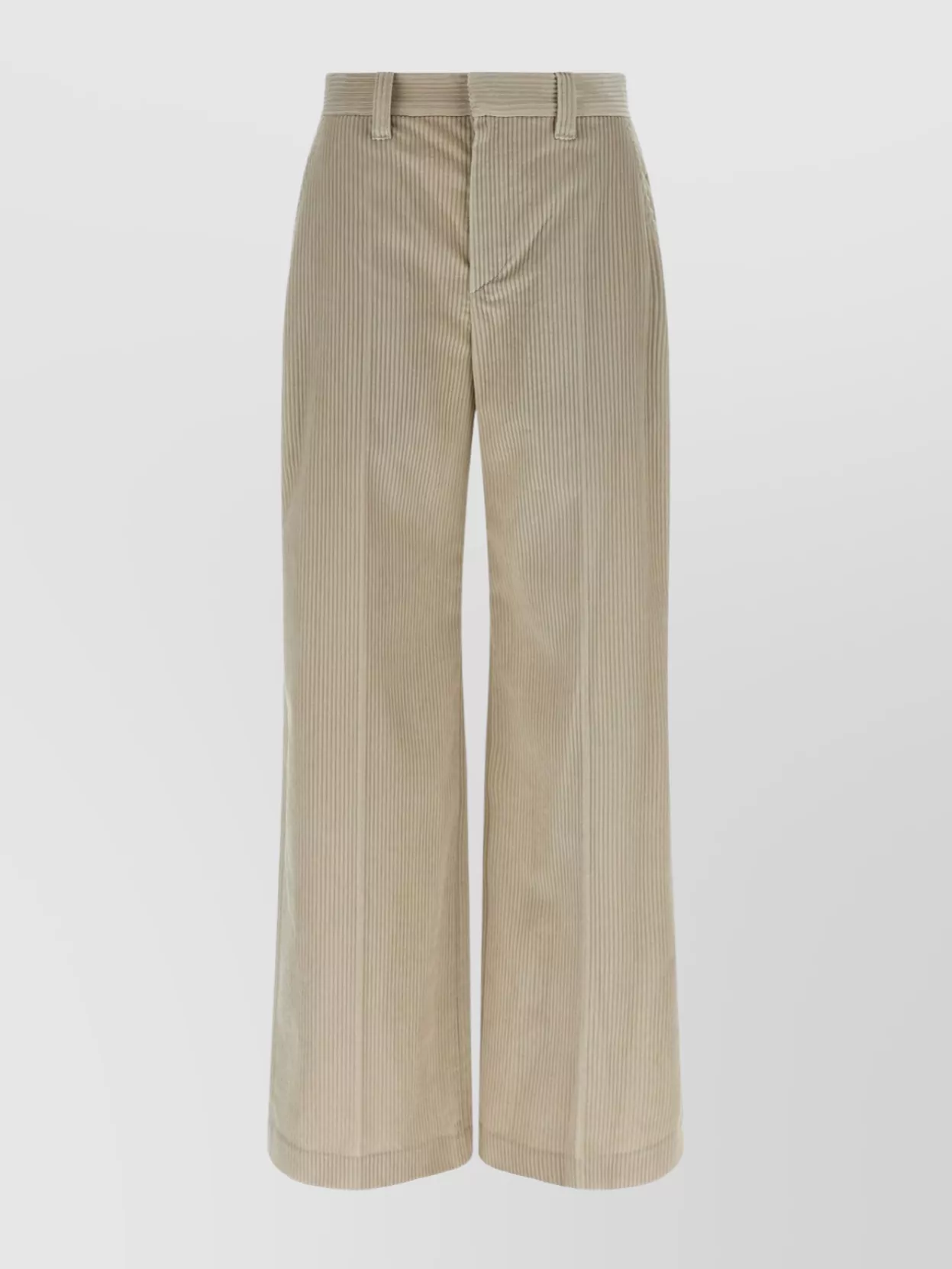 Brunello Cucinelli Beige Corduroy Trousers With Front Zip And Hook Button Closure In Neutral