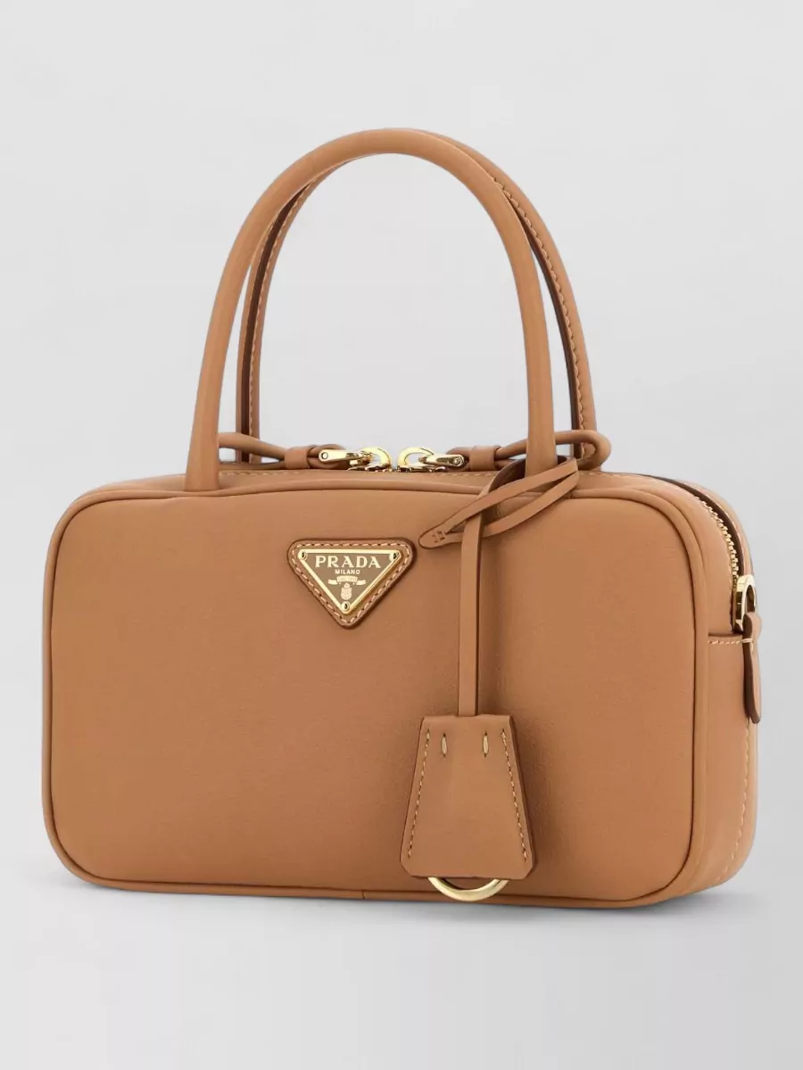 Prada Leather Shoulder Bag Luggage Tag Detail