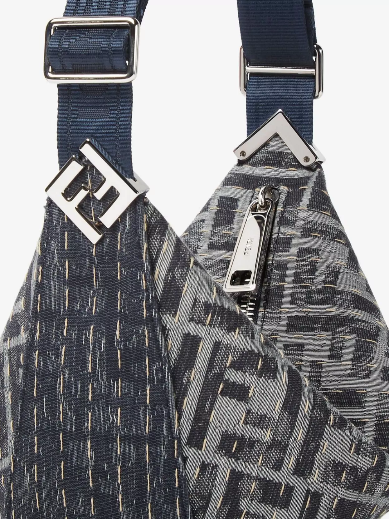 Fendi Pattern Denim Shoulder Bag