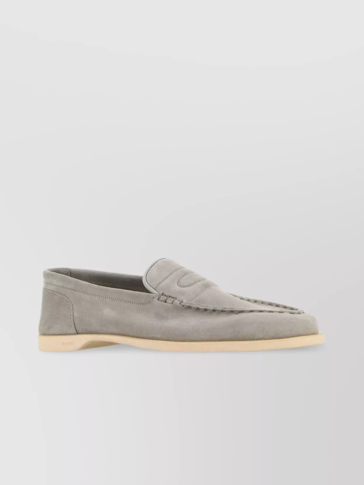 John Lobb Light Grey Suede Pace Loafers