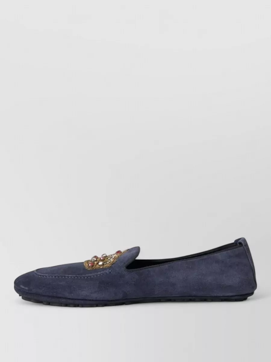 Dolce&Gabbana Leather Crystal Embellished Loafers