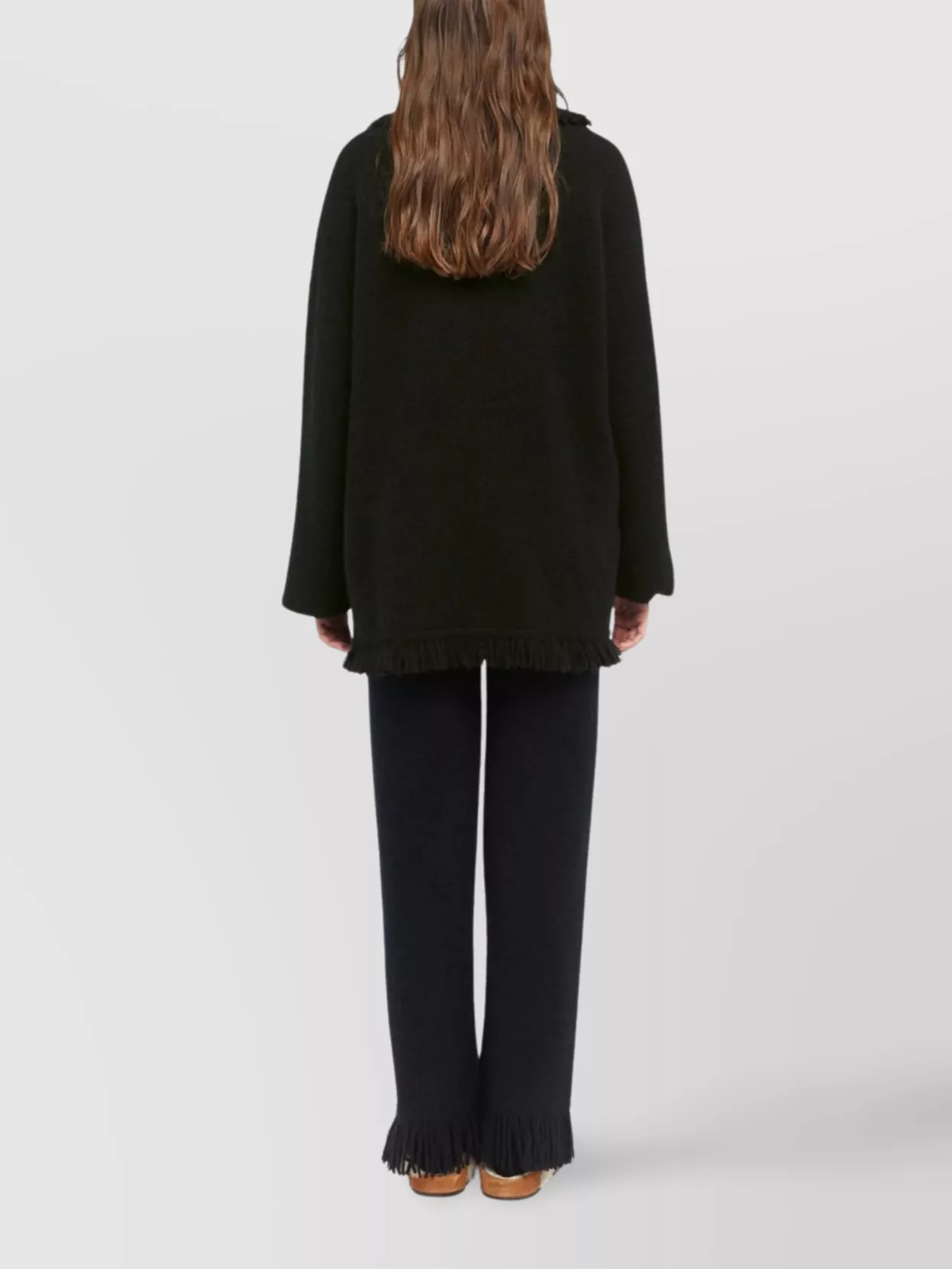 Alanui Luxe Fringed Long Shawl Collar Knitwear
