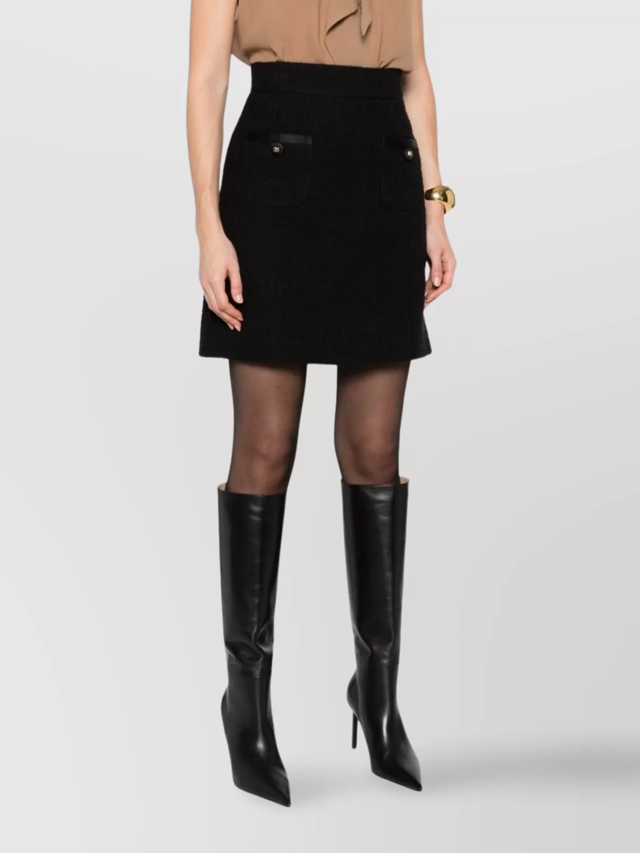 Dolce & Gabbana Cotton Skirt With Button Embellishment And Patch Pockets In Black
