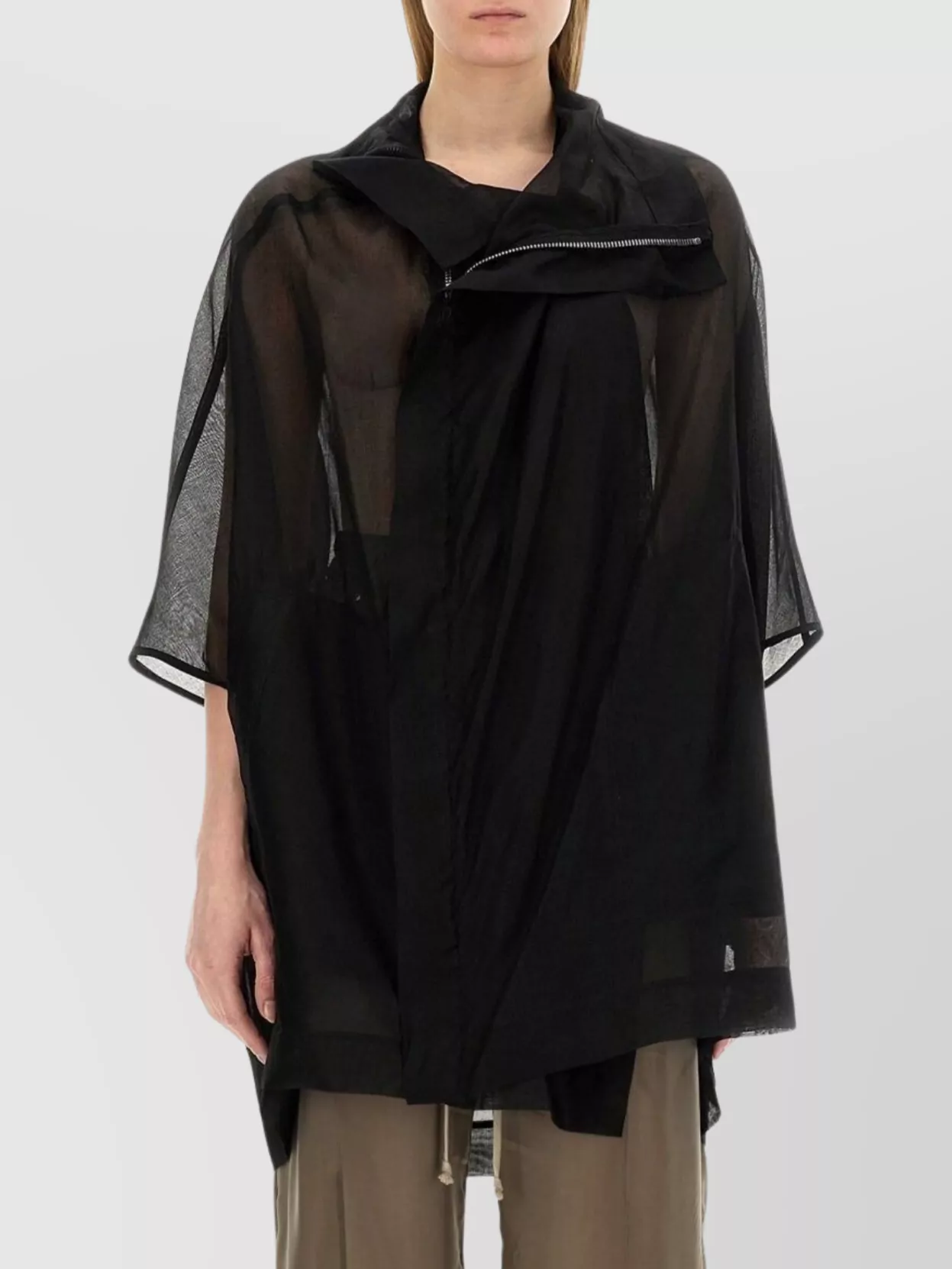 Rick Owens Asymmetric Zip Sheer Sail Jacket