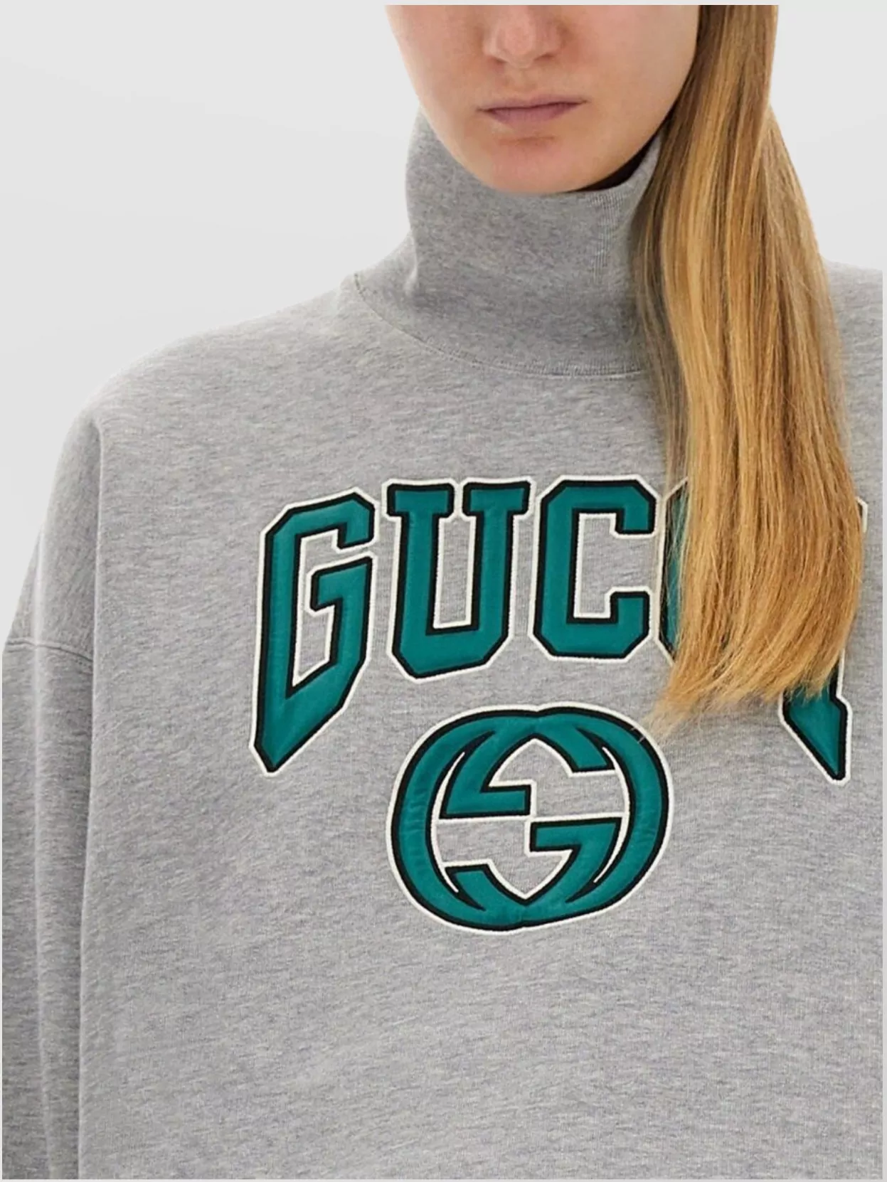 Gucci Oversized Turtleneck Sweatshirt Embroidery