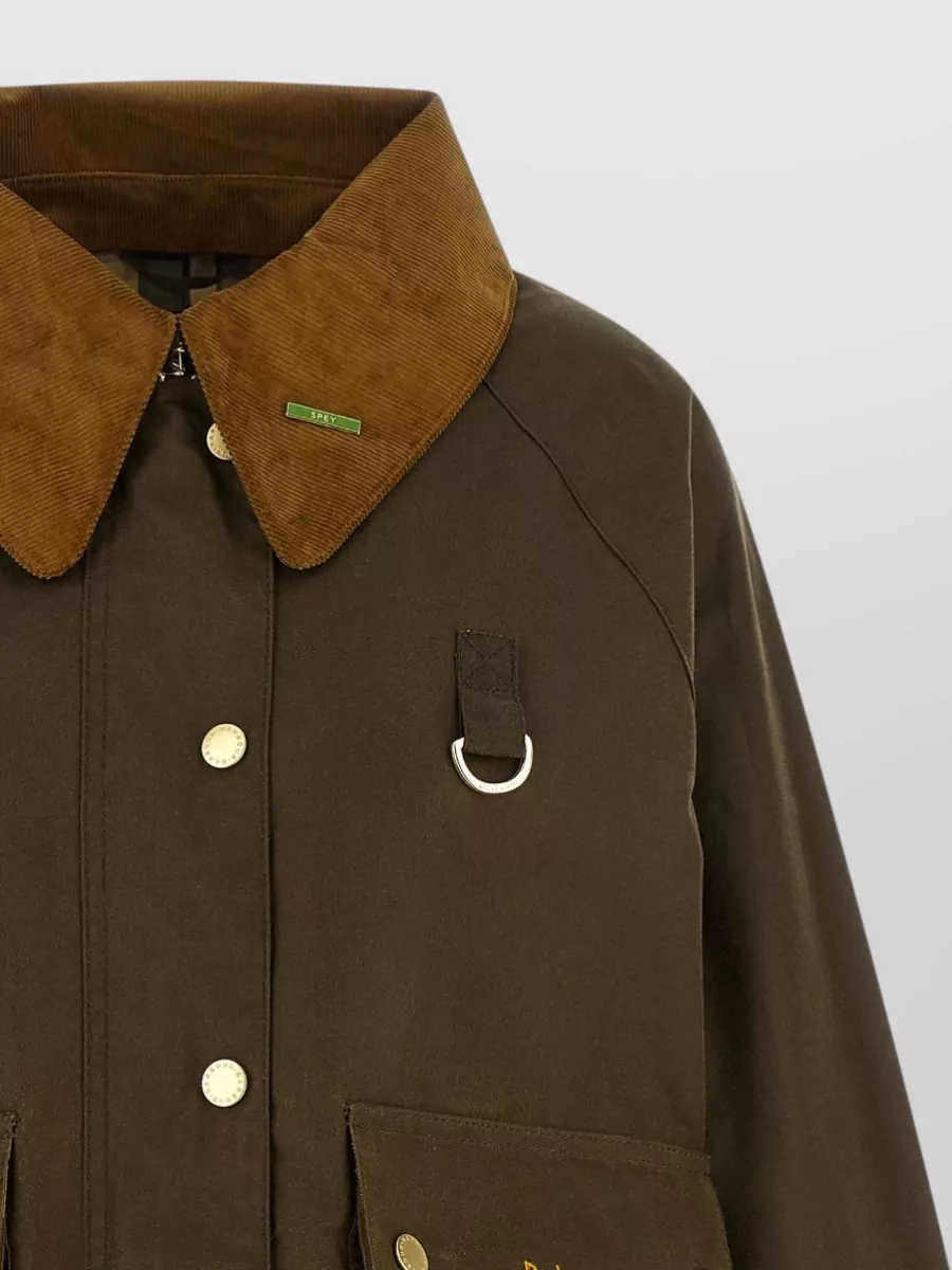 Barbour Waxed Cotton Cropped Single Breasted Coat