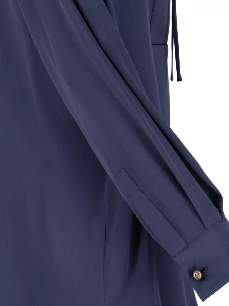 Giorgio Armani Long Sleeve Top Tie Neck Pleated Back