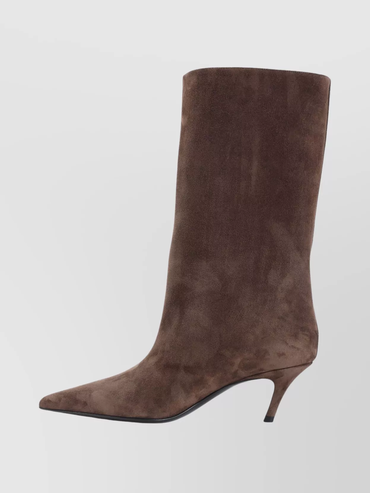 Amina Muaddi Fiona Mid-Calf Suede Cone Heel Boots