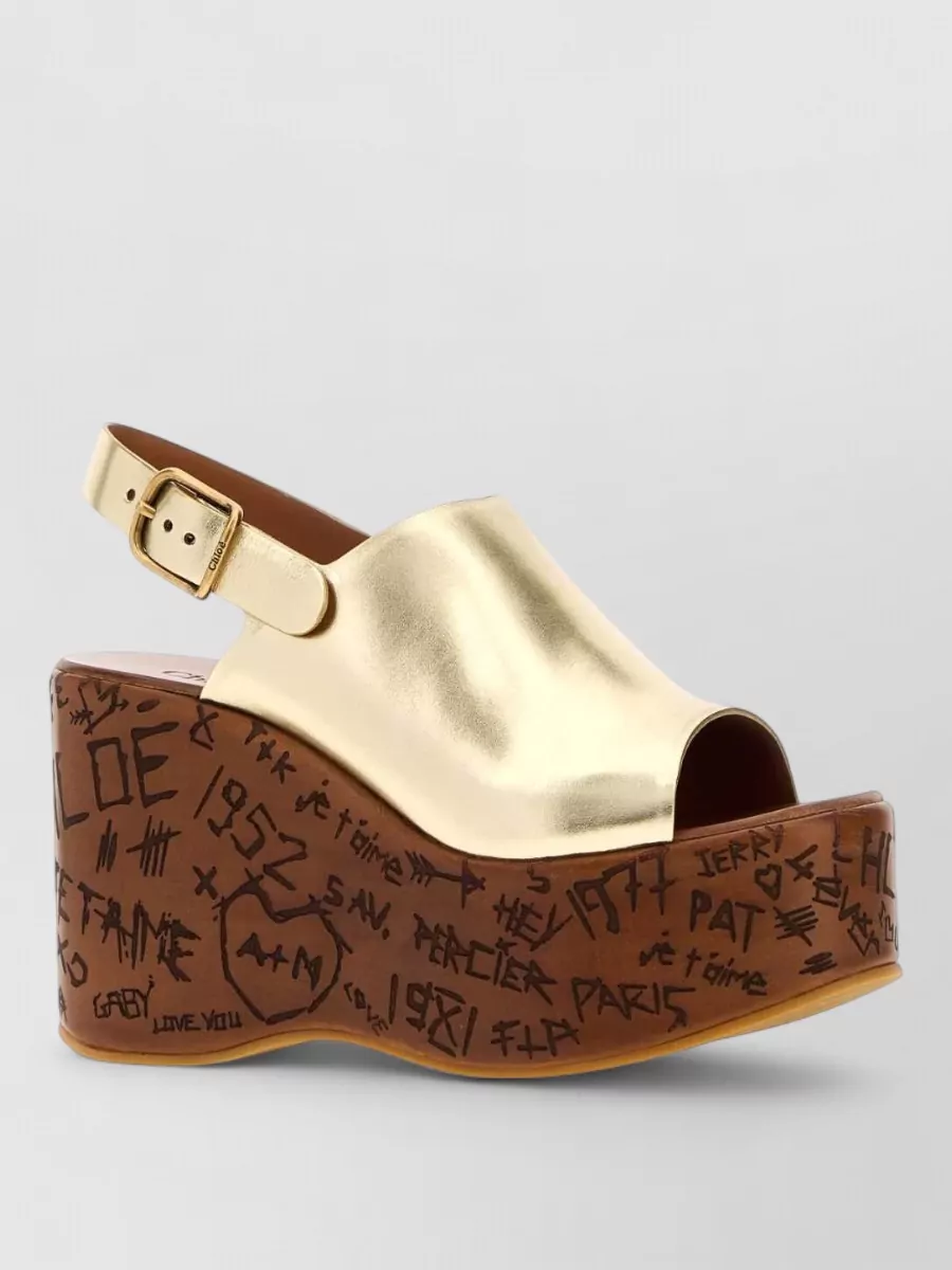 Chloé leather maxime wedge mules