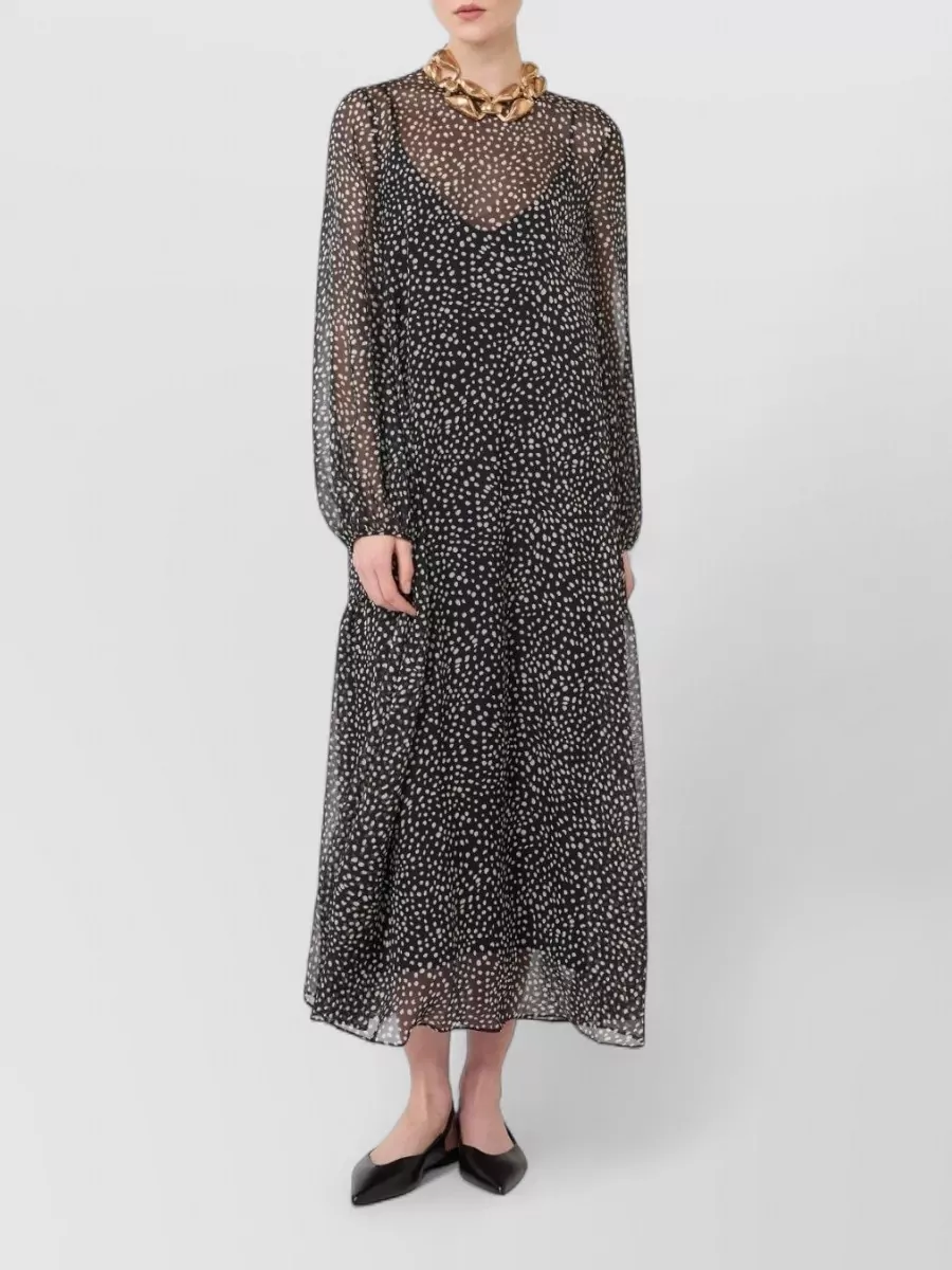 S Max Mara Campo Crew Neck Dress Sheer Overlay