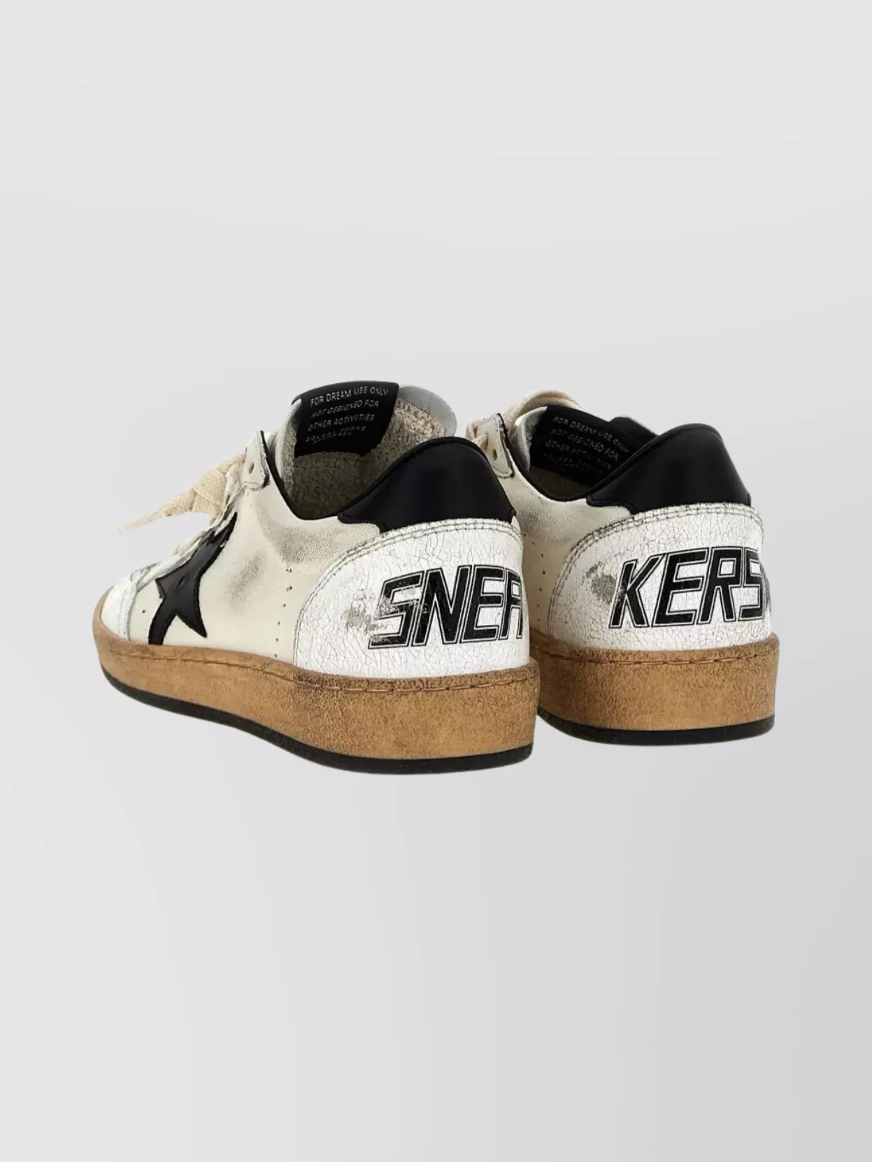 Golden Goose Ballstar Black And White Low Top Sneakers With Star Patch On The Side And Contrasting Heel With Writ In Multi