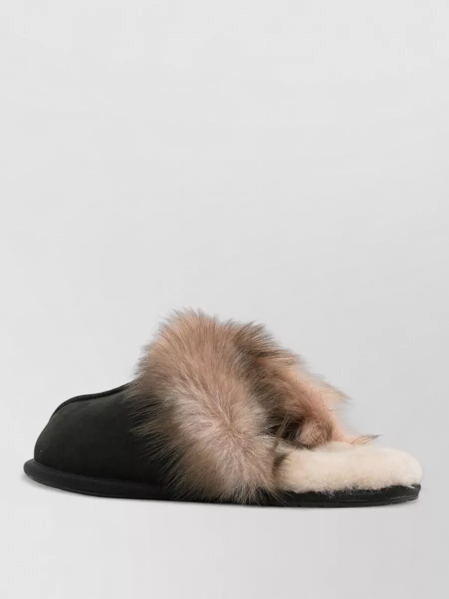 Ugg Shearling-Trim Leather Slippers