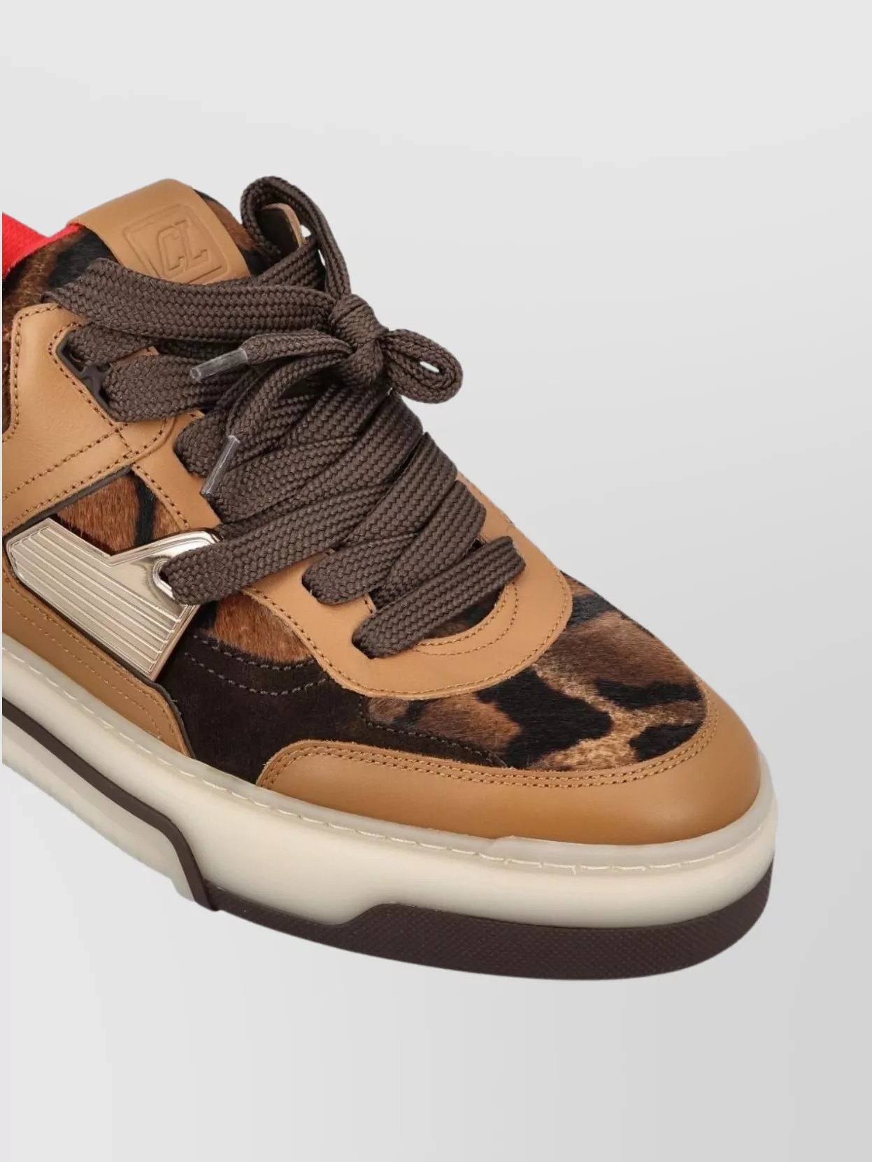 Christian Louboutin Animal Print Low Top Sneakers With Studs