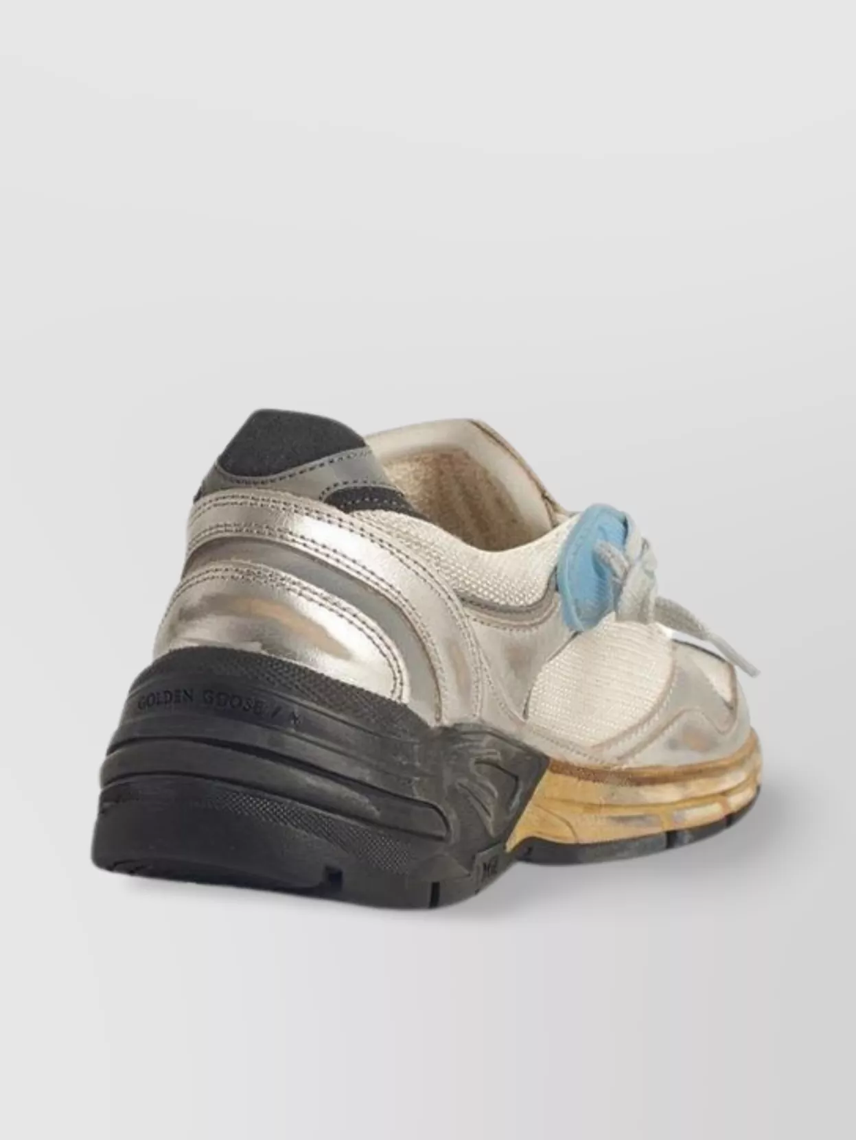 Golden Goose Mesh And Silver Laminated Leather Sneakers With Star In Multi