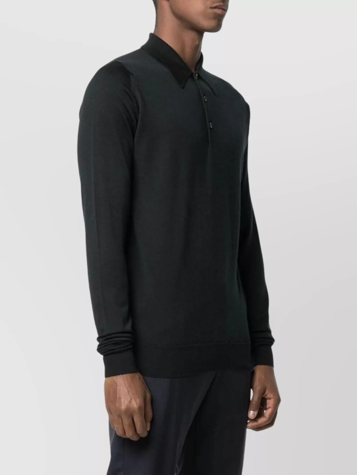 John Smedley Sweater With Polo Collar And Ribbed Finish