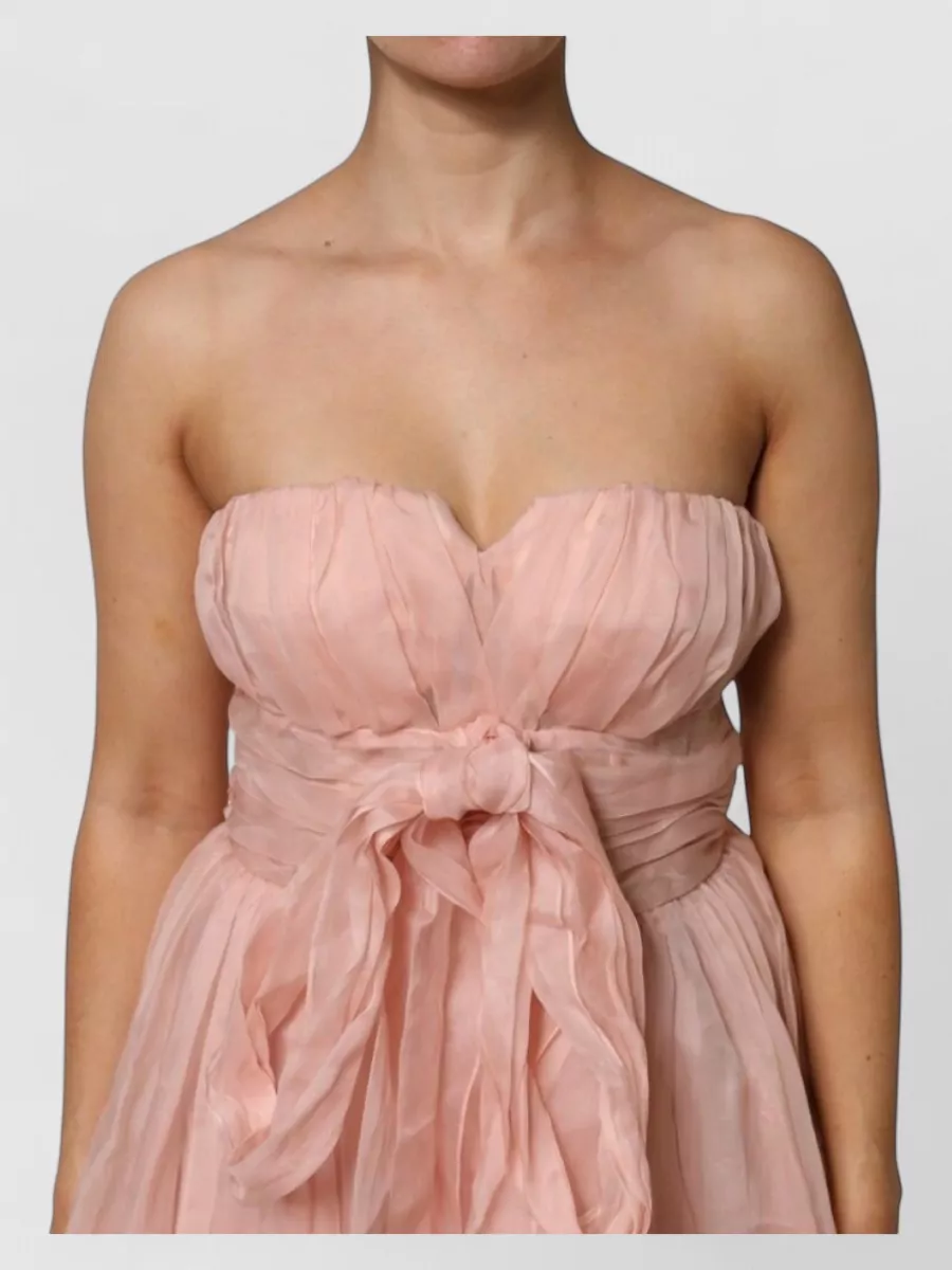 Dolce&Gabbana Silk Strapless Pleated Knee-Length Dress