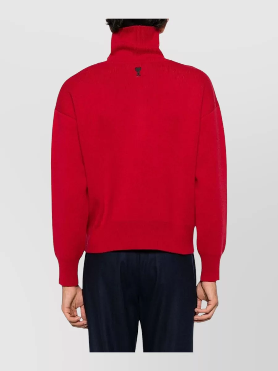 Ami Paris Wool Ribbed Turtleneck Sweater