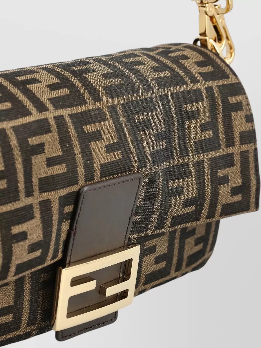 Fendi Baguette Shoulder Bag Jacquard Ff Nineteen