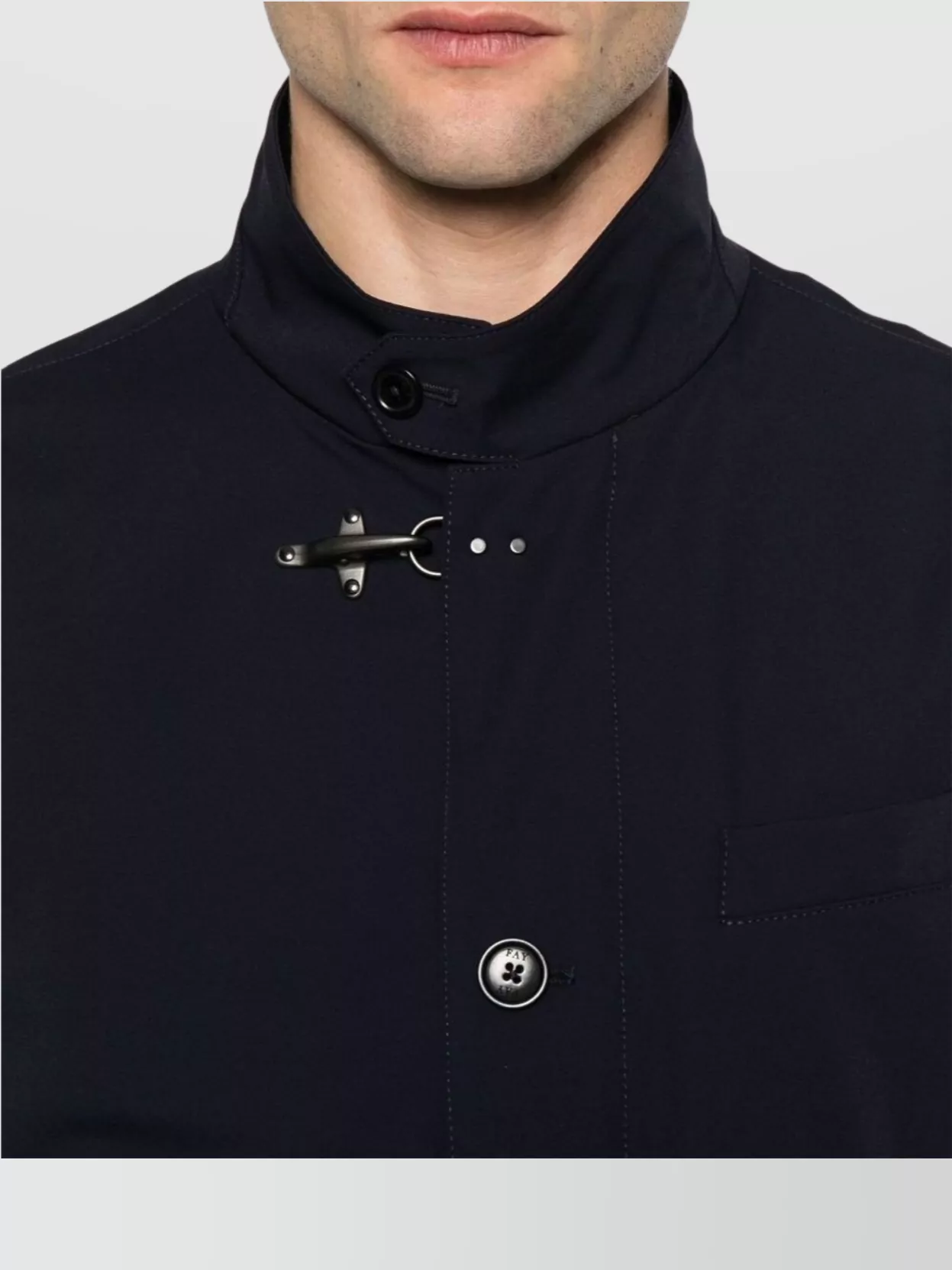 Fay Stretch Nylon Jacket With Metal Clasp Detail