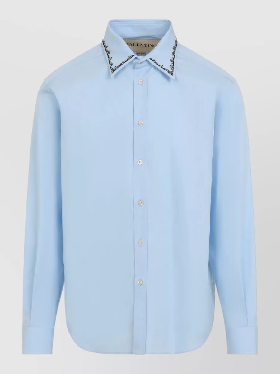 Valentino Long Sleeve Shirt Embroidered Collar Cuffs