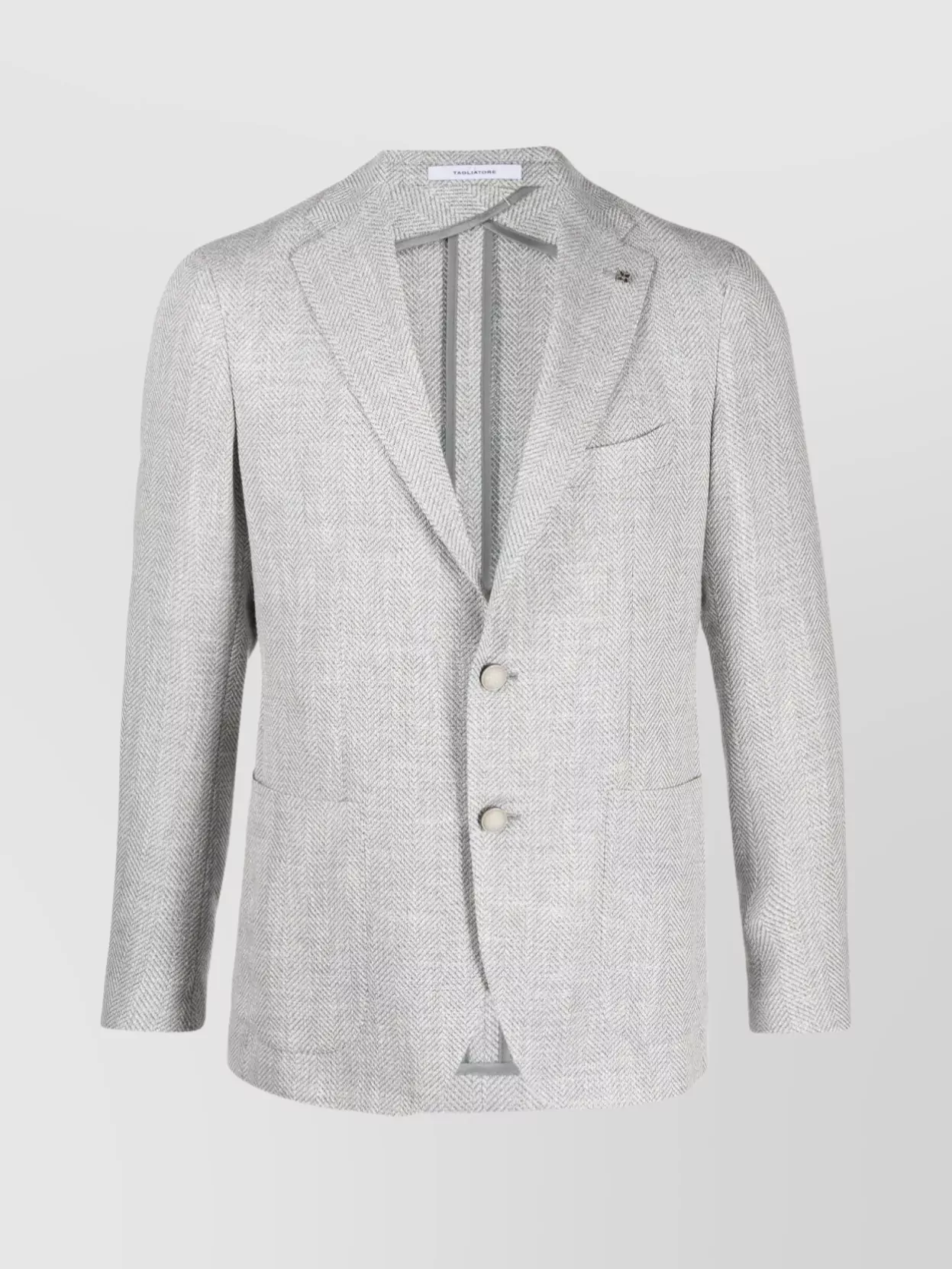 Tagliatore Herringbone-pattern Single-breasted Blazer In Gray
