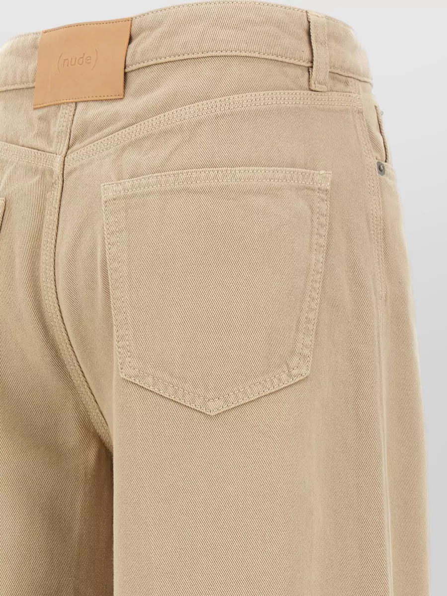Nude Cotton Mid-Rise Wide-Leg Trousers