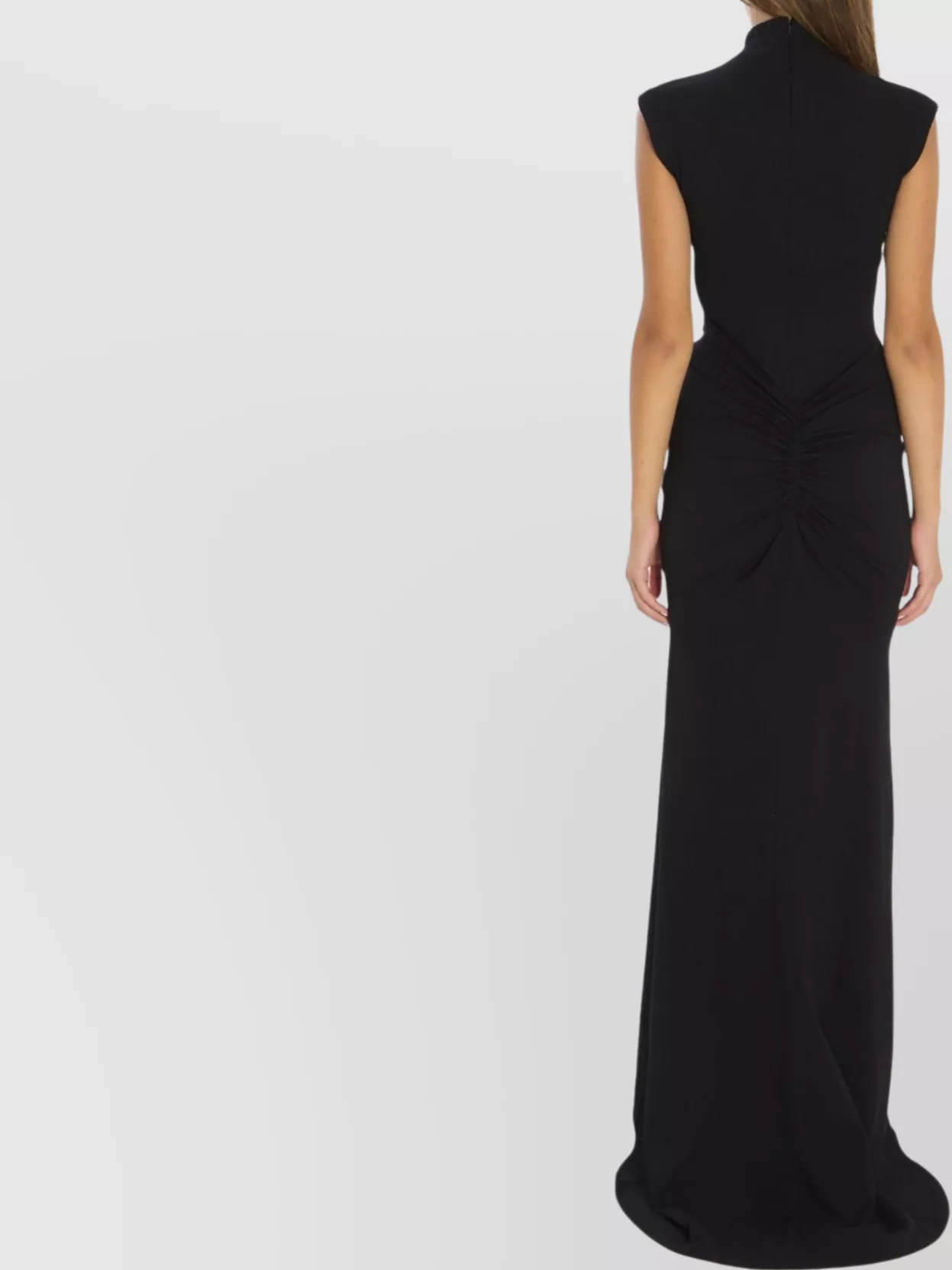 Jacquemus Maxi Dress With Cap Sleeves And Mock Neck In Black