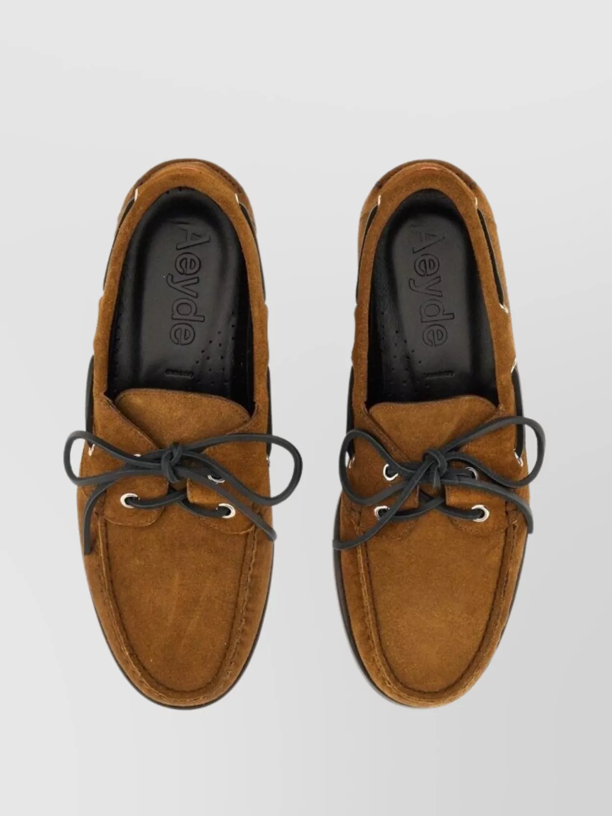 Aeyde Eyelet Lace Loafers Rubber Sole Suede Finish