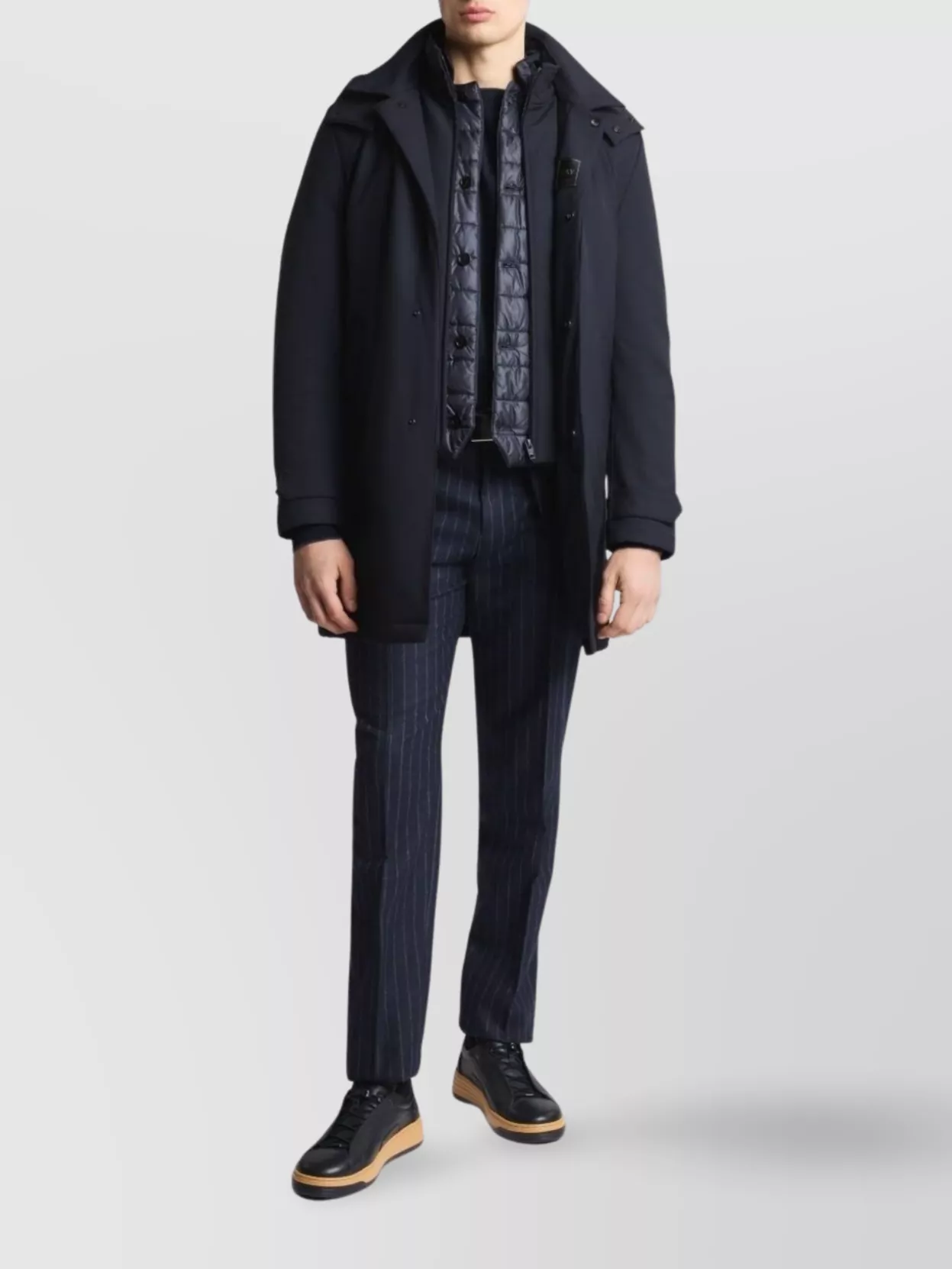 Fay Long Coat Jersey Hood Pockets
